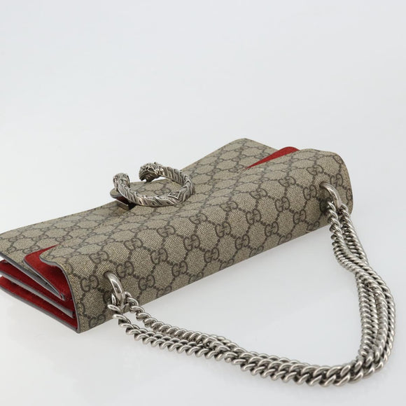 GUCCI GG Supreme Dionysus Chain Shoulder Bag PVC Beige Silver 400249 Auth 165253