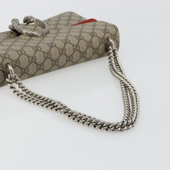 GUCCI GG Supreme Dionysus Chain Shoulder Bag PVC Beige Silver 400249 Auth 165253