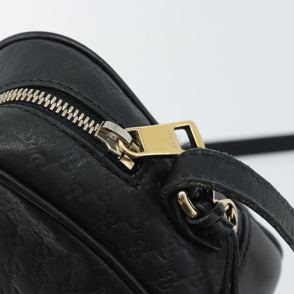 GUCCI Micro GG Canvas Guccissima Bag Leather Black Gold 449413 Auth 165255