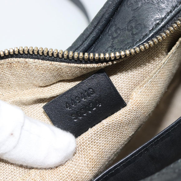 GUCCI Micro GG Canvas Guccissima Bag Leather Black Gold 449413 Auth 165255