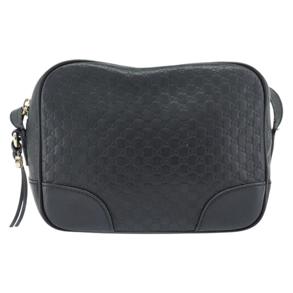 GUCCI Micro GG Canvas Guccissima Bag Leather Black Gold 449413 Auth 165255