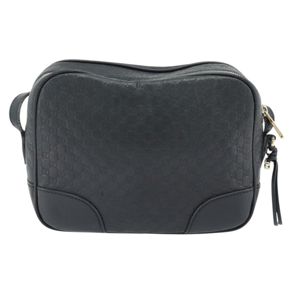 GUCCI Micro GG Canvas Guccissima Bag Leather Black Gold 449413 Auth 165255