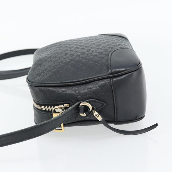 GUCCI Micro GG Canvas Guccissima Bag Leather Black Gold 449413 Auth 165255
