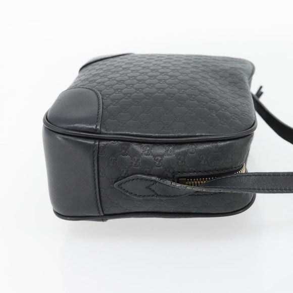 GUCCI Micro GG Canvas Guccissima Bag Leather Black Gold 449413 Auth 165255
