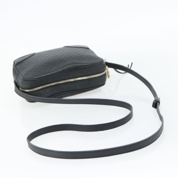 GUCCI Micro GG Canvas Guccissima Bag Leather Black Gold 449413 Auth 165255