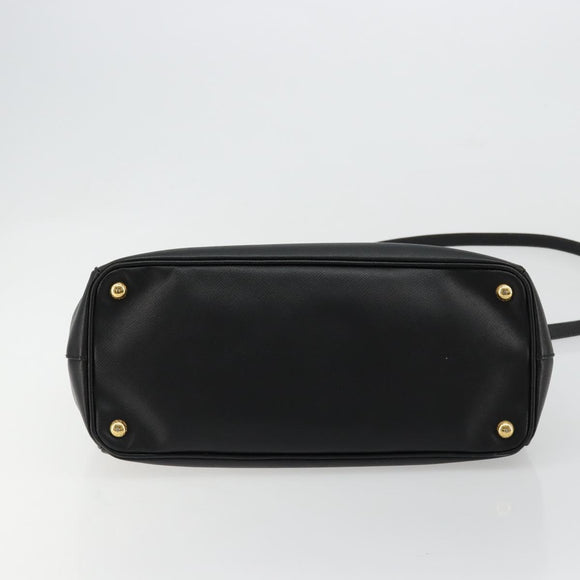 PRADA Galleria Hand Bag Safiano Leather 2way Black Gold Auth 165258A