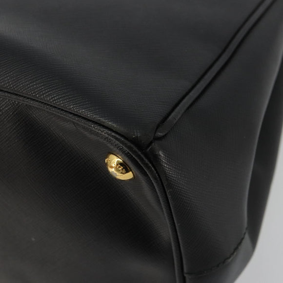 PRADA Galleria Hand Bag Safiano Leather 2way Black Gold Auth 165258A