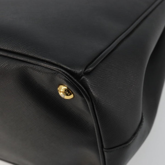 PRADA Galleria Hand Bag Safiano Leather 2way Black Gold Auth 165258A