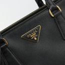 PRADA Galleria Hand Bag Safiano Leather 2way Black Gold Auth 165258A-20