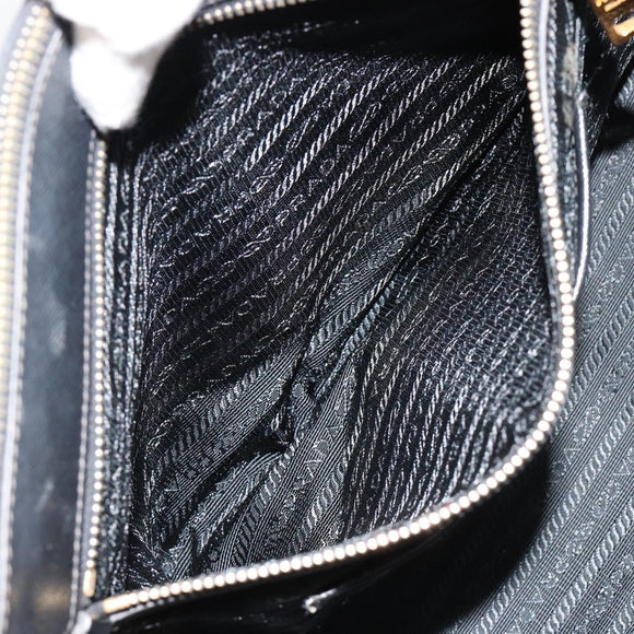 PRADA Galleria Hand Bag Safiano Leather 2way Black Gold Auth 165258A