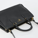 PRADA Galleria Hand Bag Safiano Leather 2way Black Gold Auth 165258A-6