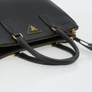 PRADA Galleria Hand Bag Safiano Leather 2way Black Gold Auth 165258A-7