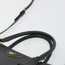 PRADA Galleria Hand Bag Safiano Leather 2way Black Gold Auth 165258A-14