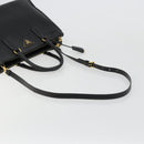 PRADA Galleria Hand Bag Safiano Leather 2way Black Gold Auth 165258A-8