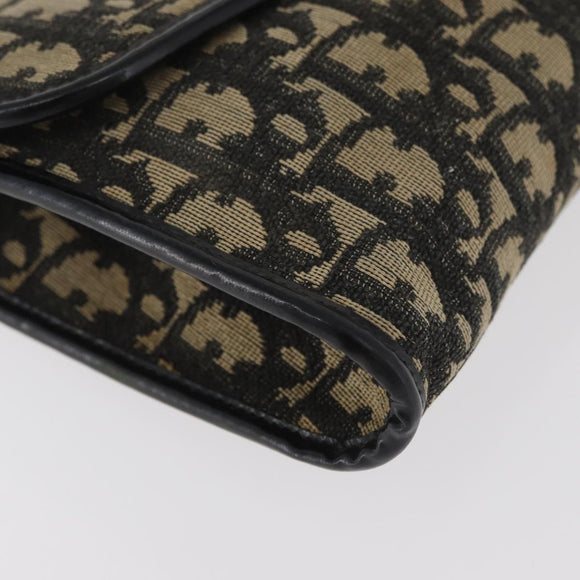 Christian Dior Trotter Canvas Shoulder Bag Navy Gold Auth 165259