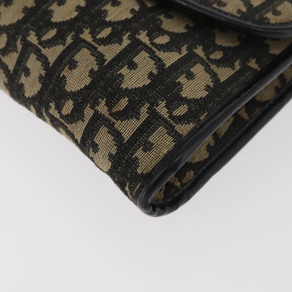 Christian Dior Trotter Canvas Shoulder Bag Navy Gold Auth 165259