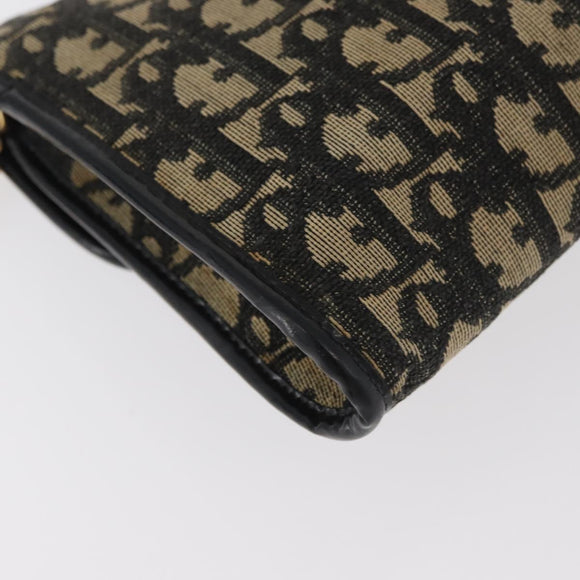 Christian Dior Trotter Canvas Shoulder Bag Navy Gold Auth 165259