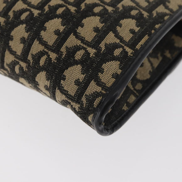 Christian Dior Trotter Canvas Shoulder Bag Navy Gold Auth 165259