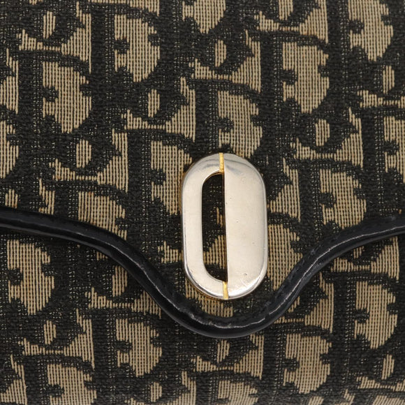 Christian Dior Trotter Canvas Shoulder Bag Navy Gold Auth 165259