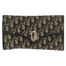 Christian Dior Trotter Canvas Shoulder Bag Navy Gold Auth 165259-13