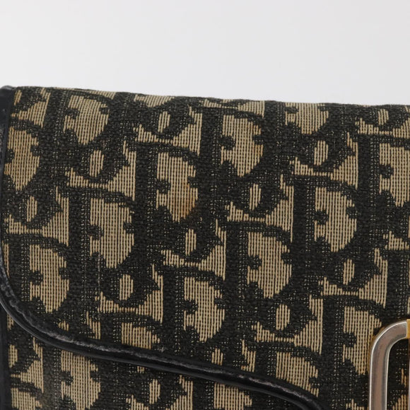Christian Dior Trotter Canvas Shoulder Bag Navy Gold Auth 165259
