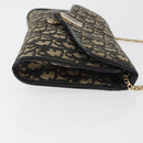 Christian Dior Trotter Canvas Shoulder Bag Navy Gold Auth 165259-4