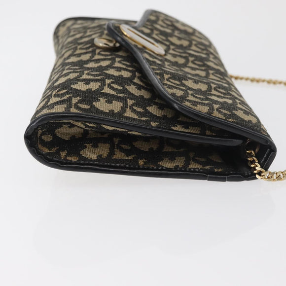 Christian Dior Trotter Canvas Shoulder Bag Navy Gold Auth 165259