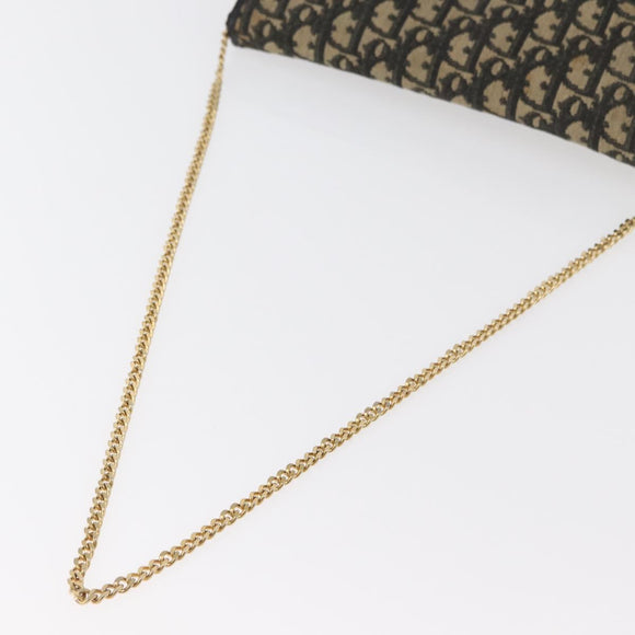 Christian Dior Trotter Canvas Shoulder Bag Navy Gold Auth 165259