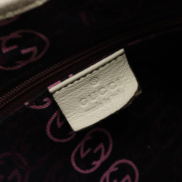 GUCCI Princi Tote Bag Leather White Gold 163805 Auth 165261