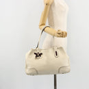 GUCCI Princi Tote Bag Leather White Gold 163805 Auth 165261-22