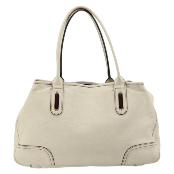 GUCCI Princi Tote Bag Leather White Gold 163805 Auth 165261