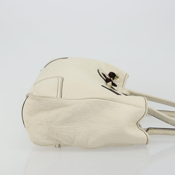 GUCCI Princi Tote Bag Leather White Gold 163805 Auth 165261