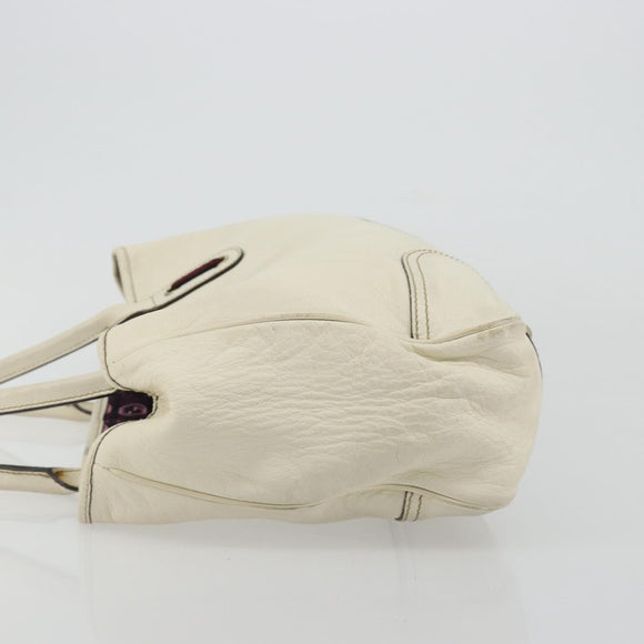GUCCI Princi Tote Bag Leather White Gold 163805 Auth 165261