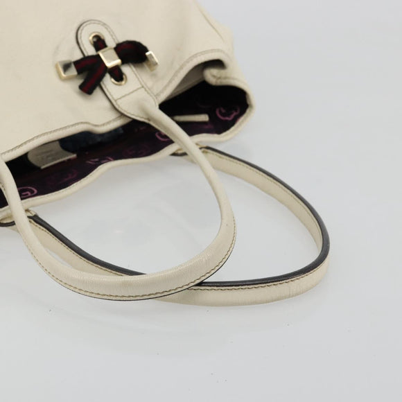 GUCCI Princi Tote Bag Leather White Gold 163805 Auth 165261
