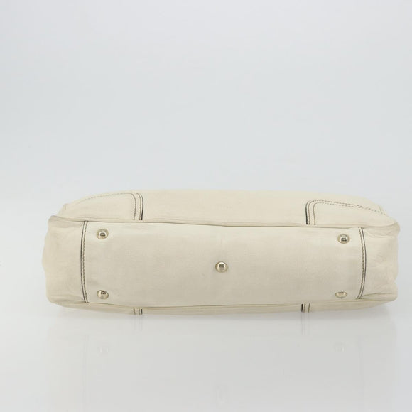 GUCCI Princi Tote Bag Leather White Gold 163805 Auth 165261