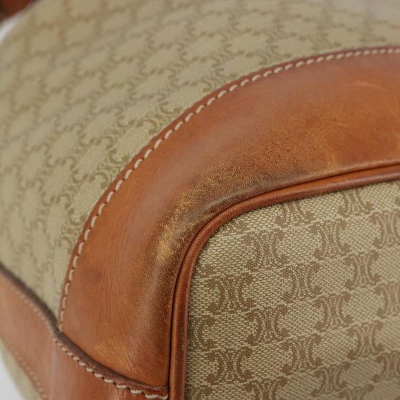 CELINE Macadam Canvas Umhängetasche PVC Beige Gold Auth 165262