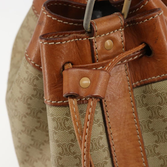 CELINE Macadam Canvas Umhängetasche PVC Beige Gold Auth 165262
