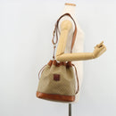 CELINE Macadam Canvas Umhängetasche PVC Beige Gold Auth 165262-22