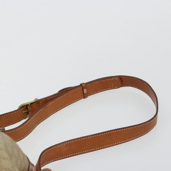 CELINE Macadam Canvas Umhängetasche PVC Beige Gold Auth 165262