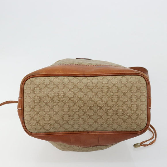 CELINE Macadam Canvas Umhängetasche PVC Beige Gold Auth 165262