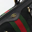 GUCCI GG Canvas Web Sherry Line Hand Bag Black Gold 012 3841 28 39 Auth 165263A-17