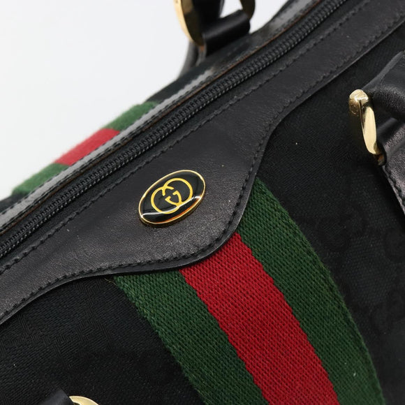 GUCCI GG Canvas Web Sherry Line Hand Bag Black Gold 012 3841 28 39 Auth 165263A