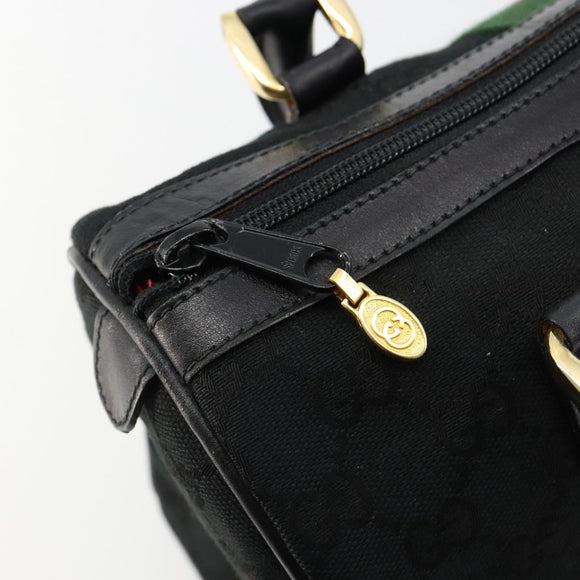 GUCCI GG Canvas Web Sherry Line Hand Bag Black Gold 012 3841 28 39 Auth 165263A