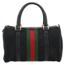 GUCCI GG Canvas Web Sherry Line Hand Bag Black Gold 012 3841 28 39 Auth 165263A-13