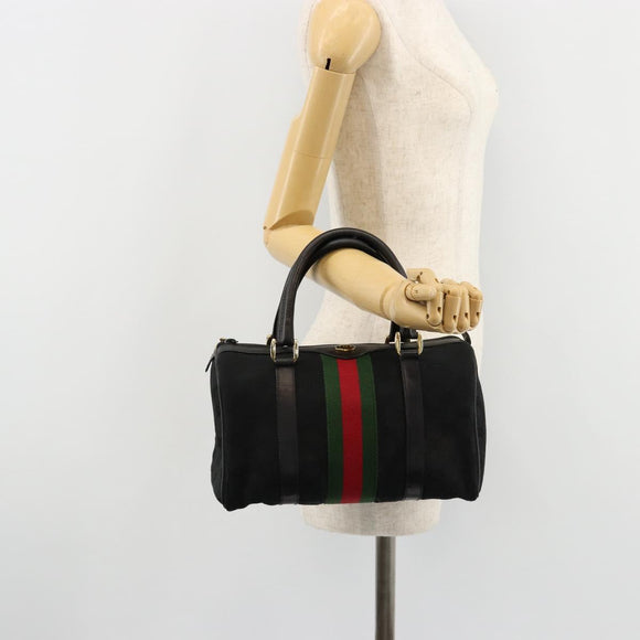 GUCCI GG Canvas Web Sherry Line Hand Bag Black Gold 012 3841 28 39 Auth 165263A