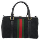 GUCCI GG Canvas Web Sherry Line Hand Bag Black Gold 012 3841 28 39 Auth 165263A-2