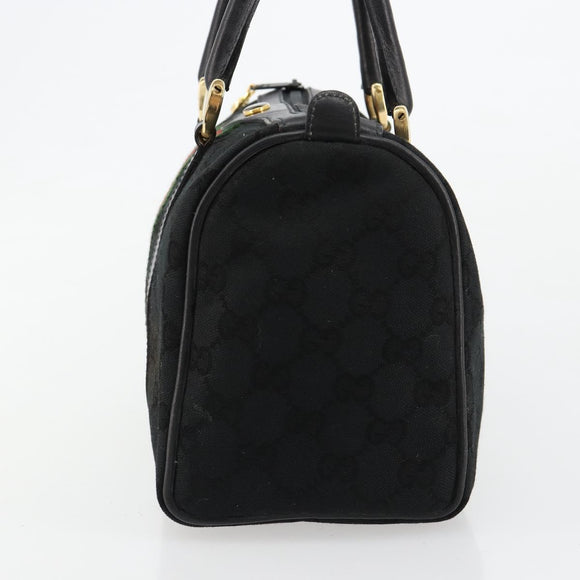 GUCCI GG Canvas Web Sherry Line Hand Bag Black Gold 012 3841 28 39 Auth 165263A