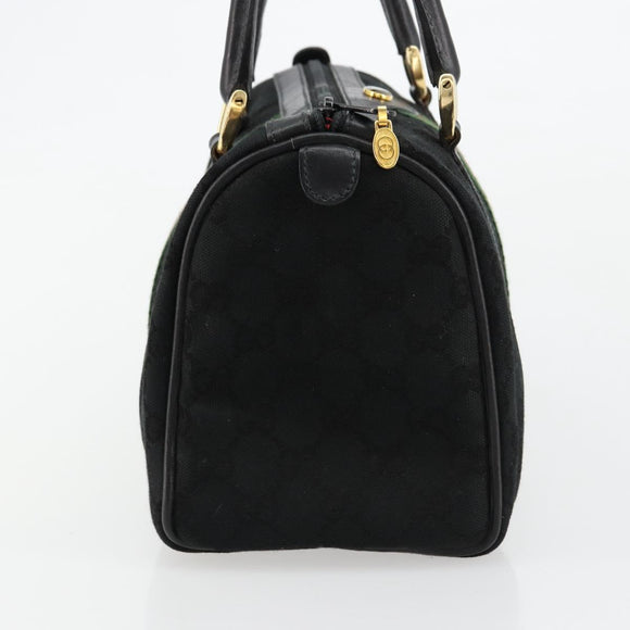GUCCI GG Canvas Web Sherry Line Hand Bag Black Gold 012 3841 28 39 Auth 165263A