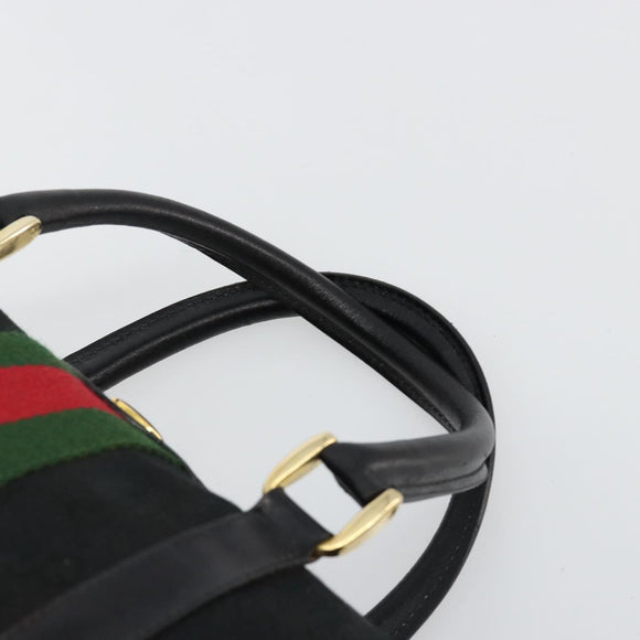 GUCCI GG Canvas Web Sherry Line Hand Bag Black Gold 012 3841 28 39 Auth 165263A