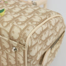 Christian Dior Trotter Canvas Romantic Hand Bag PVC Beige Silver Auth 165275V-10